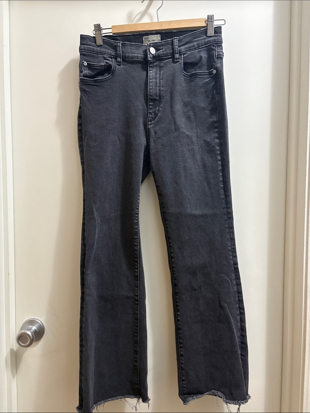 DL1961 Black High-Rise Wide-Leg Jeans